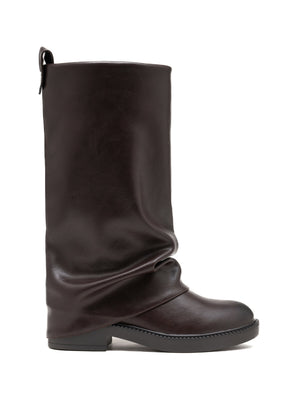 SUEDE FOLDOVER BOOT - BROWN