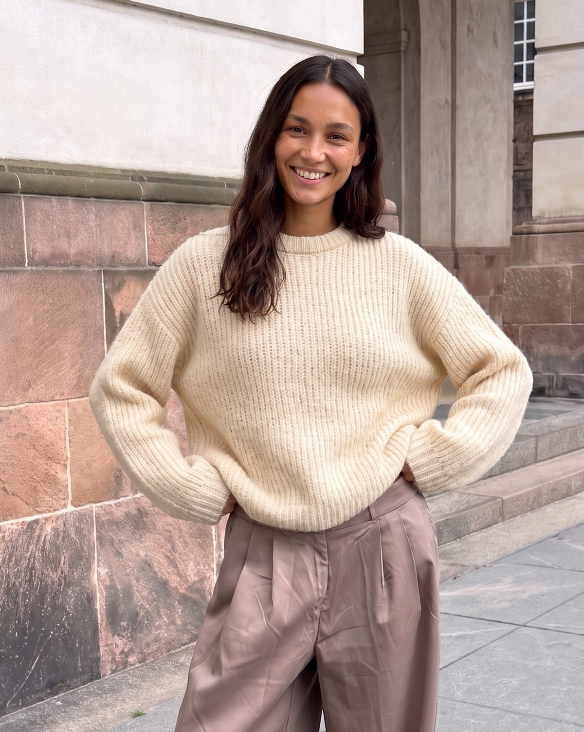 DORTHEA CHUNKY KNIT - FRENCH VANILLA MELANGE [AI]