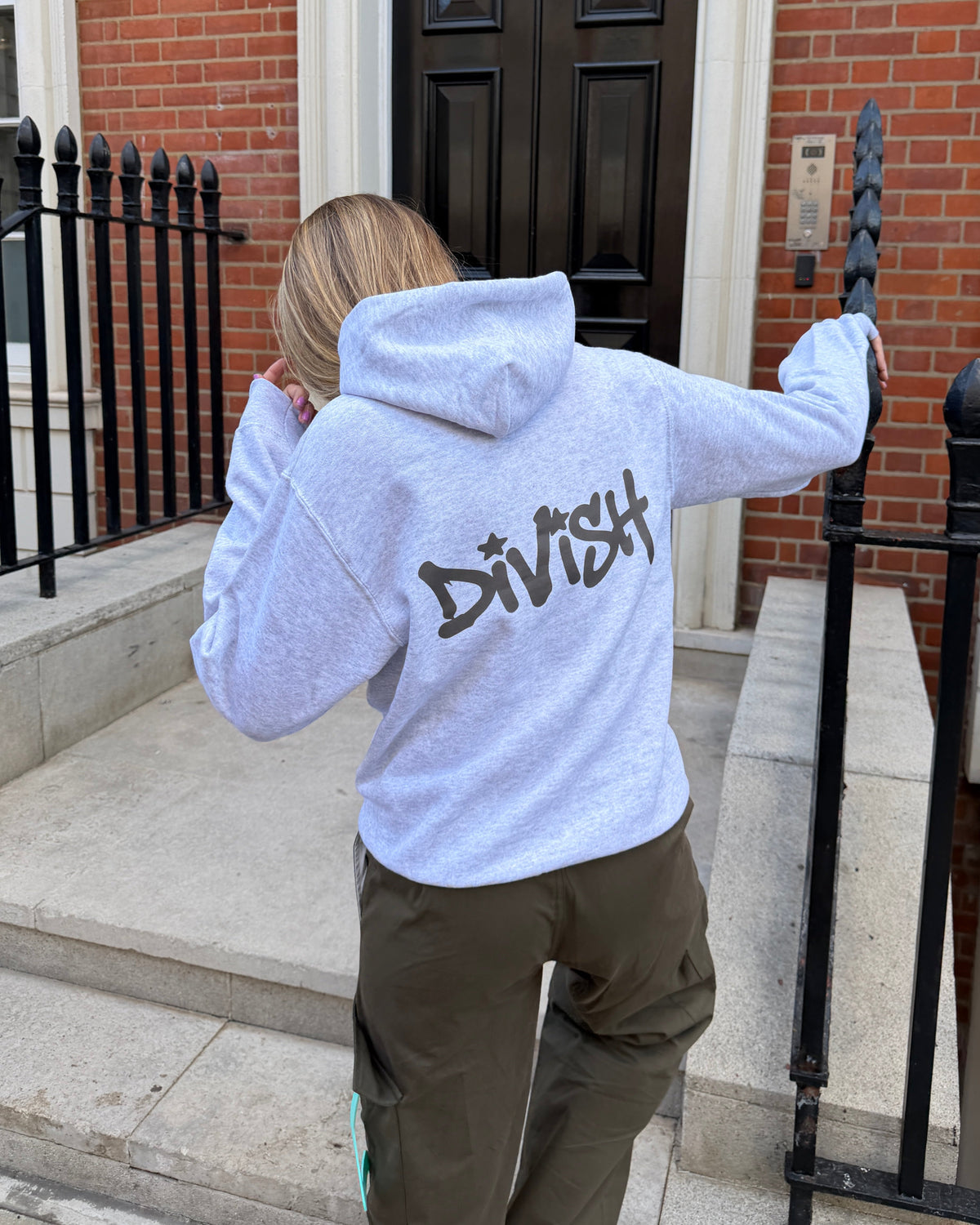 DUA HOODIE (rygprint) - LIGHT GREY - Dinvintageshop