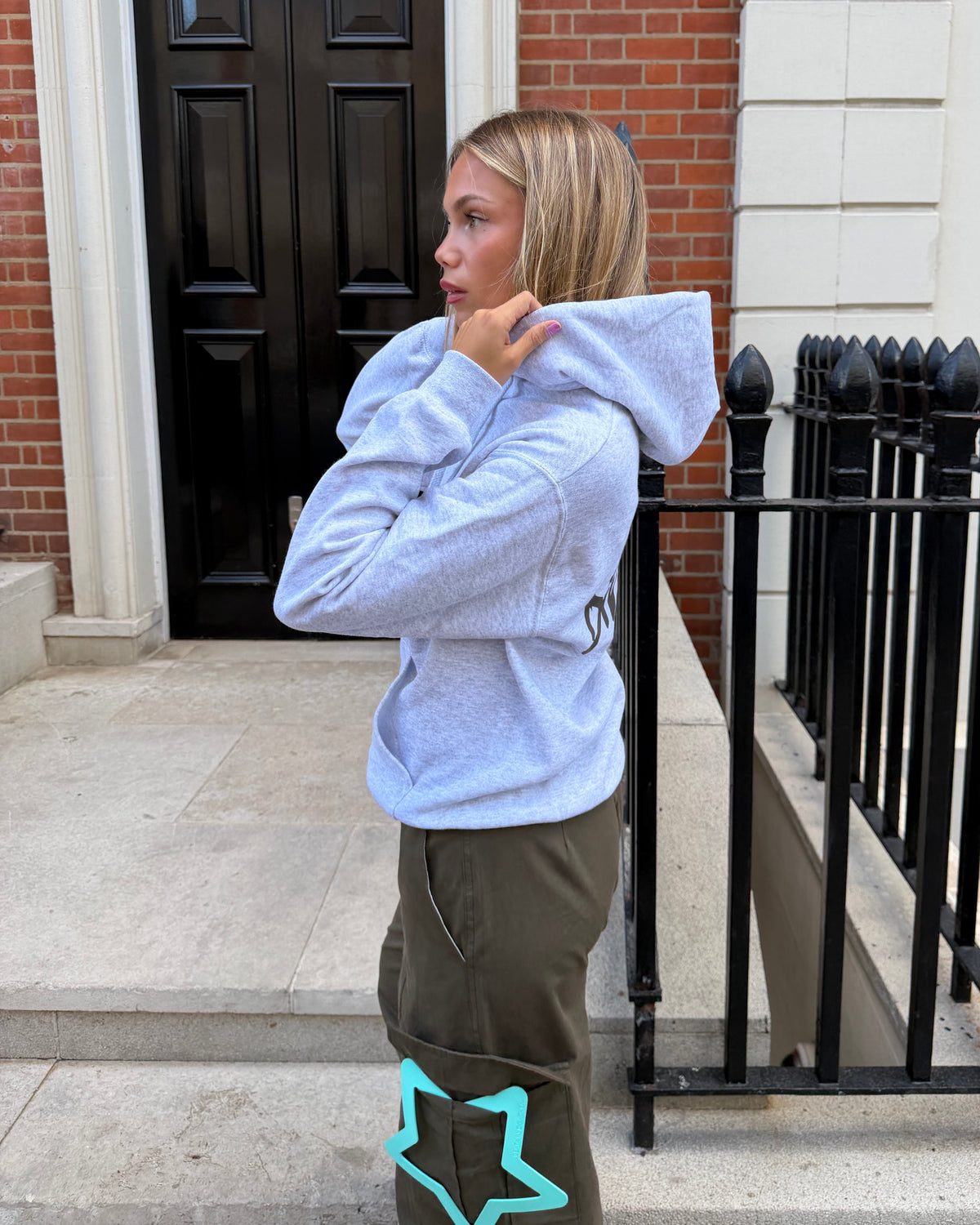 DUA HOODIE (rygprint) - LIGHT GREY - Dinvintageshop