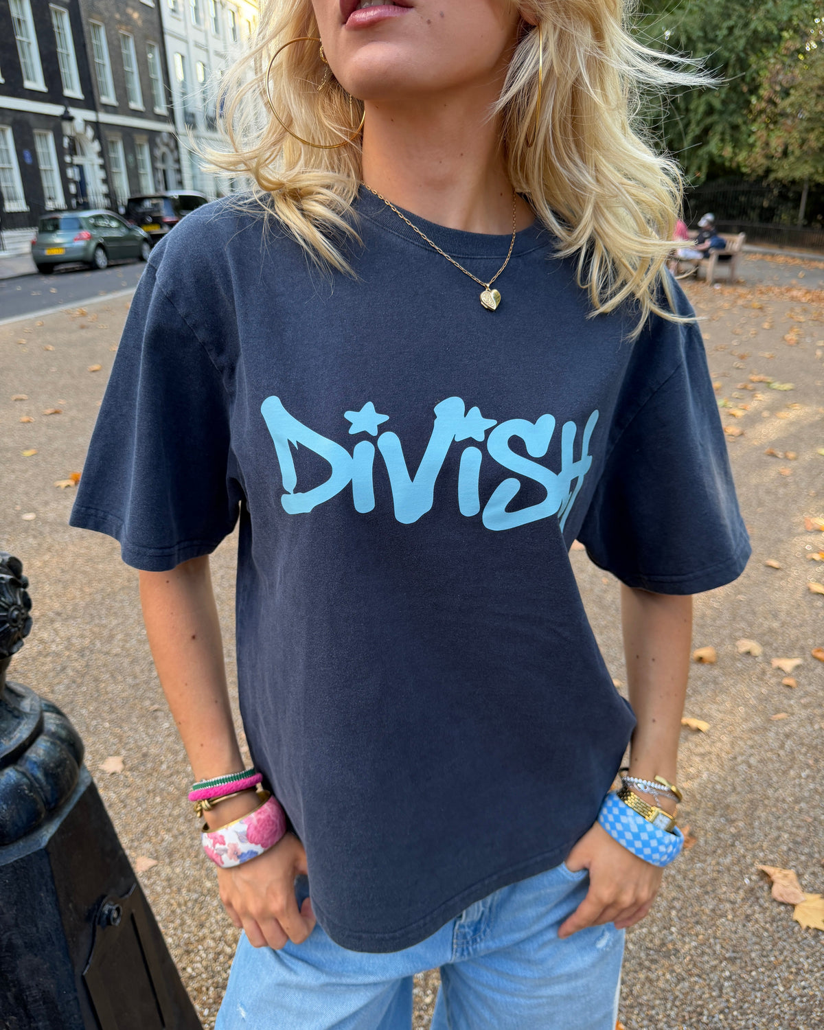 DUA TEE KORTÆRMET - NAVY - Dinvintageshop