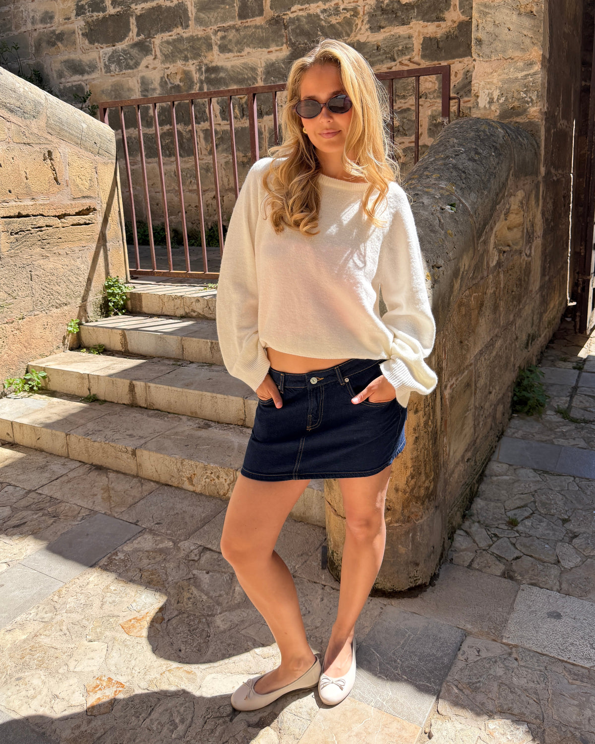 ESTHER DENIM MINI SKIRT - DARK BLUE