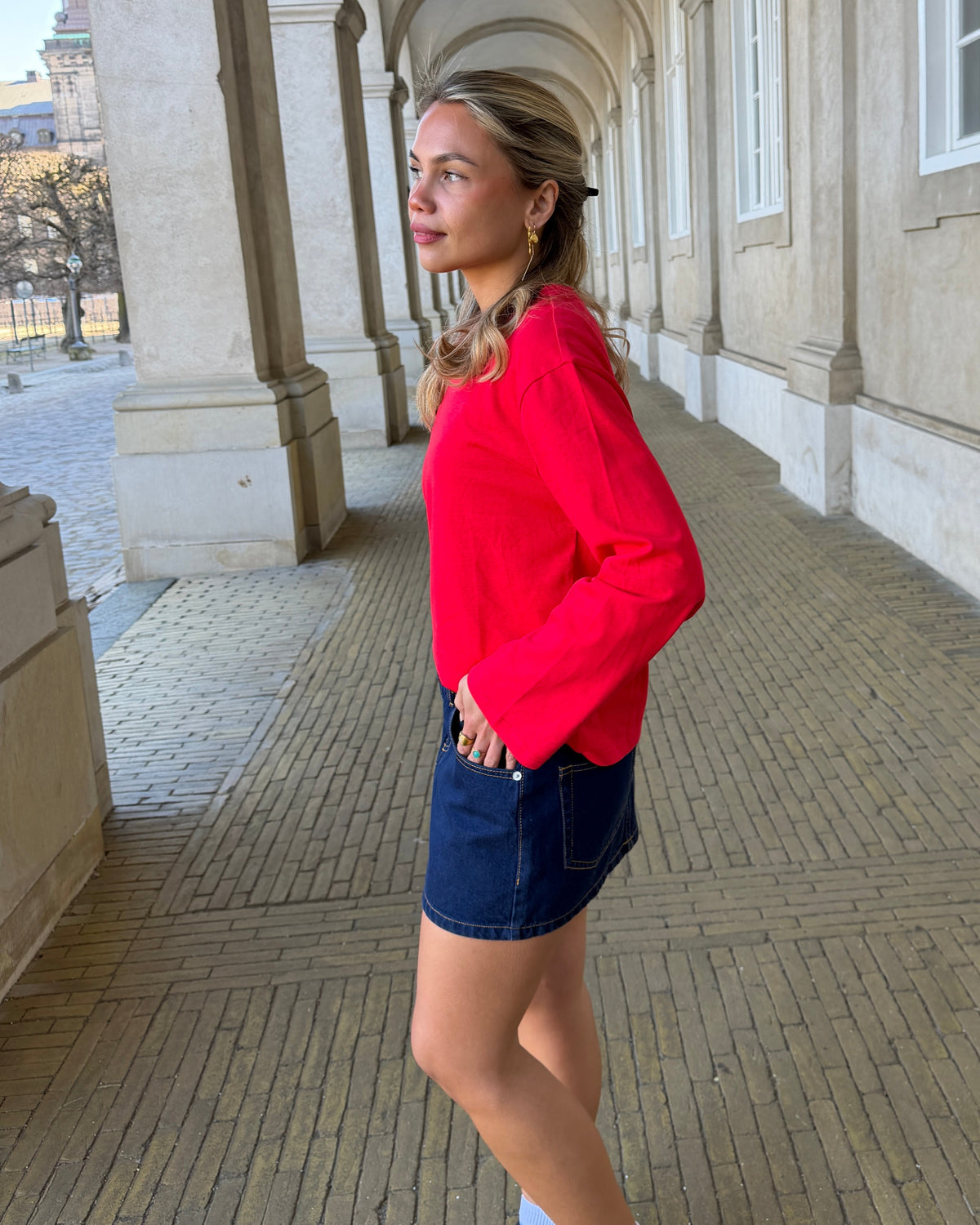 ESTHER DENIM MINI SKIRT - DARK BLUE