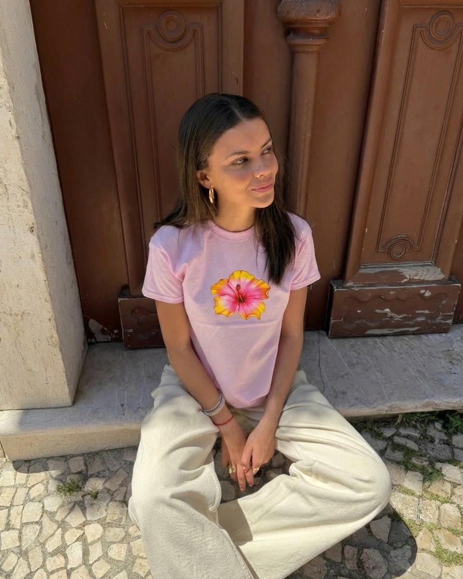 HAWAII (yellow) BABY TEE - LIGHT PINK