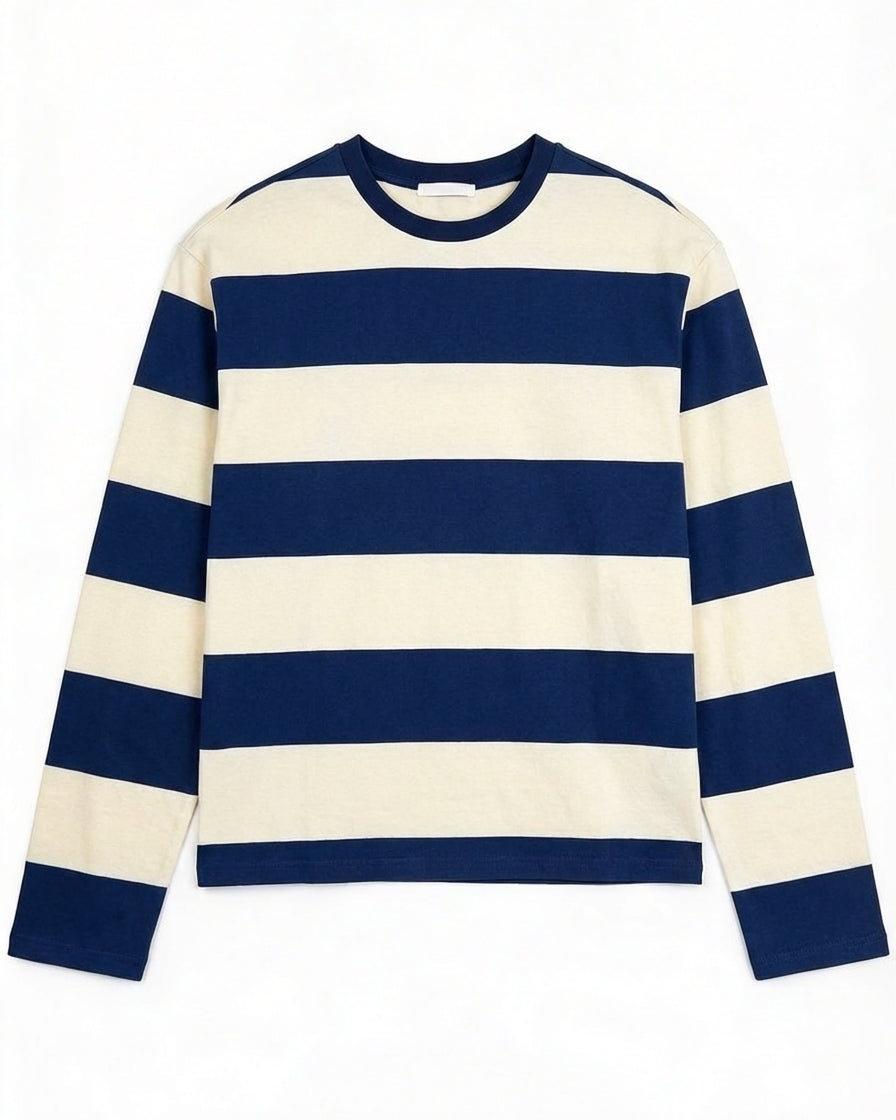 MYNTE WIDE STRIPE - BLUE/OFF WHITE