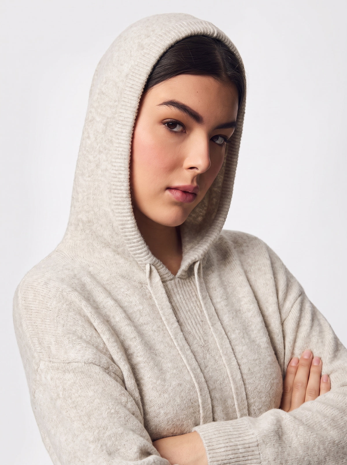 MALOU KNIT HOODIE - BIRCH MELANGE - Dinvintageshop