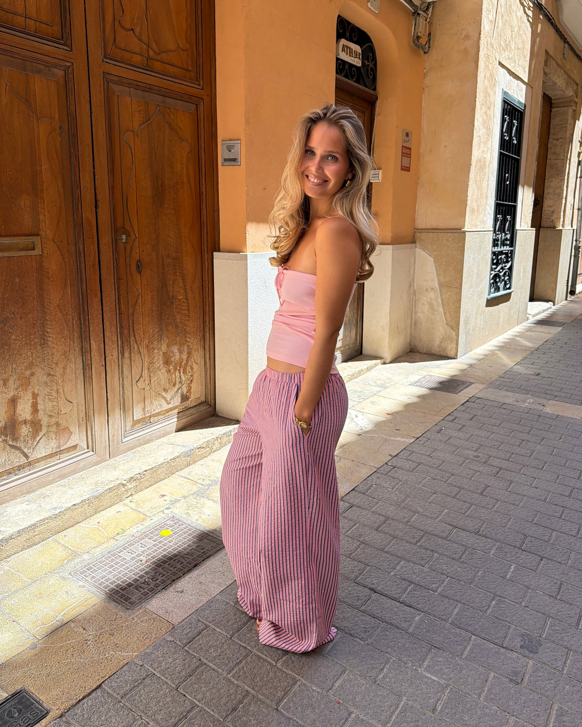 IDA STRIPE PANT - CORAL