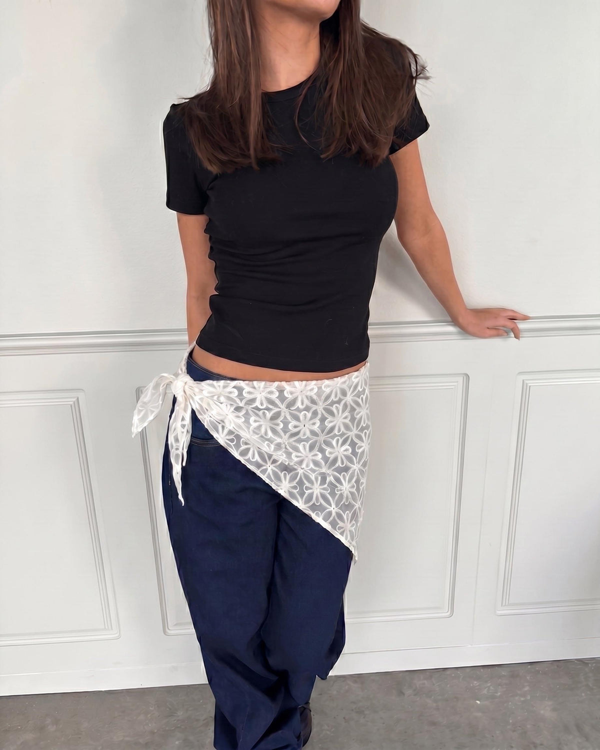 JAISA LACE HIP SCARF - BRIGHT WHITE