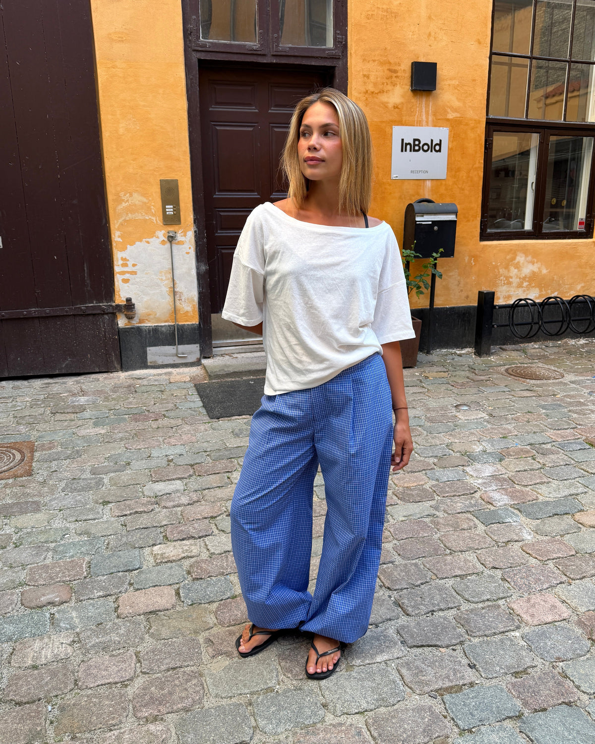 JULIA BALLOON PANTS - BLUE CHECK