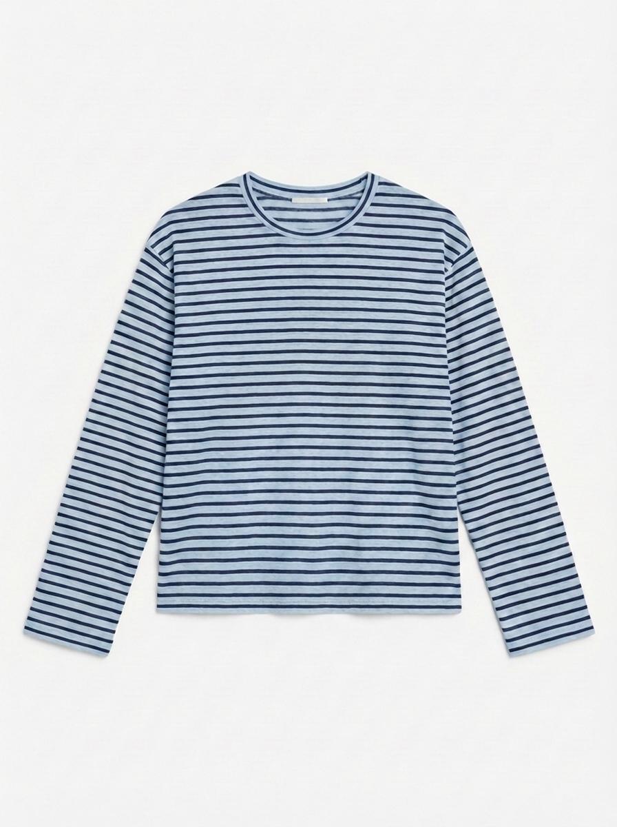 MALIA STRIPE TEE - LT BLUE/NAVY