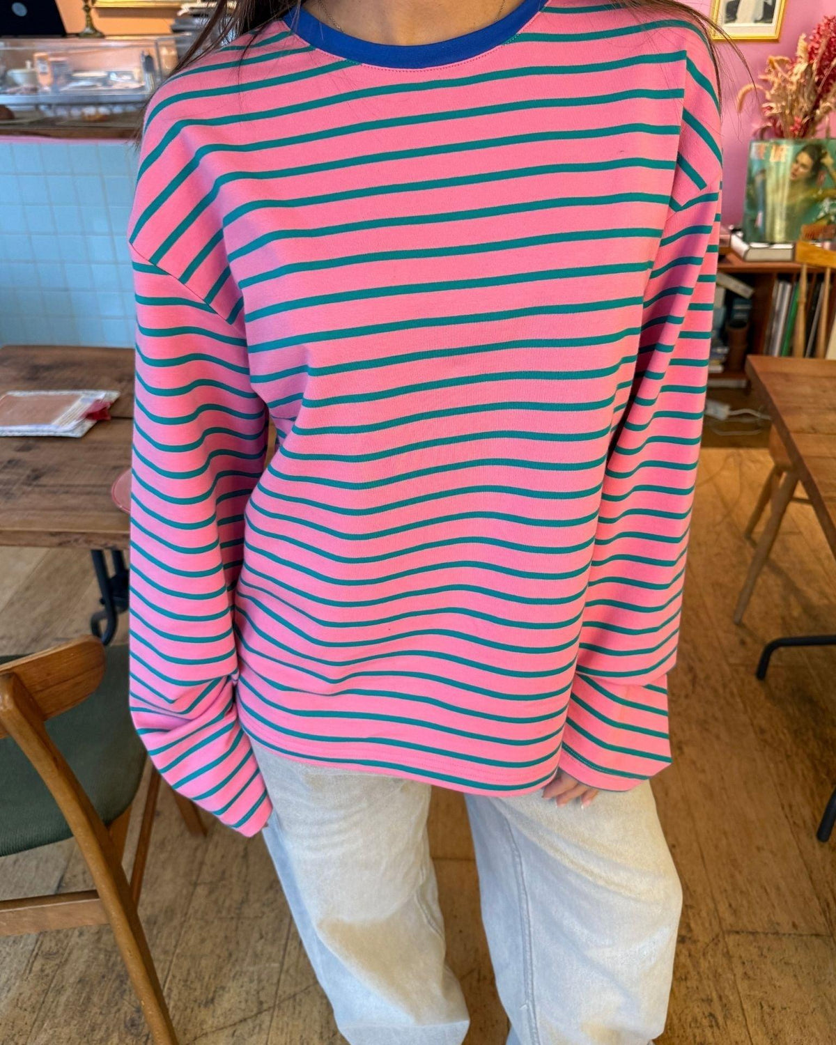 MYNTE STRIPE TEE - PINK/GREEN