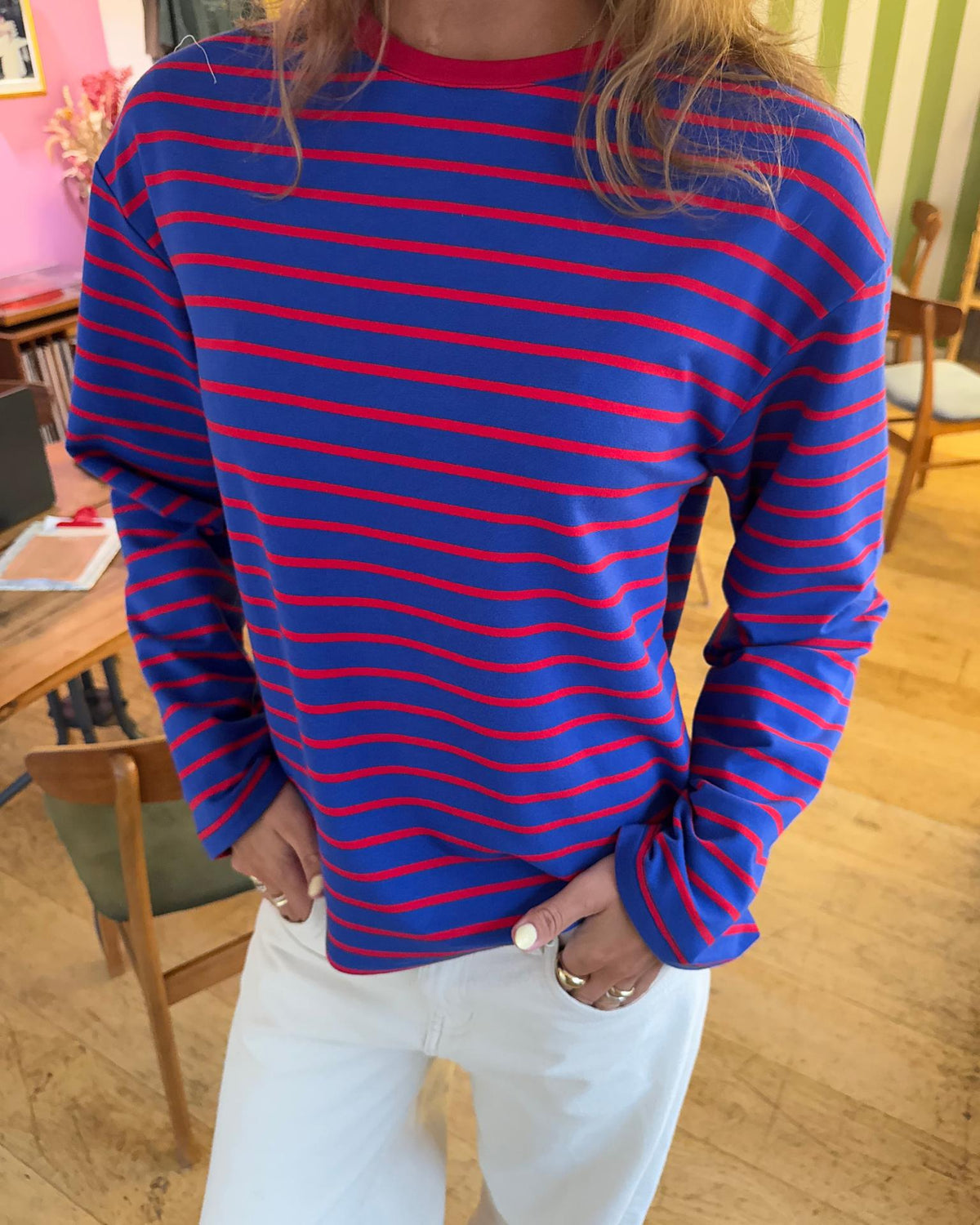 MYNTE STRIPE TEE - ROYAL BLUE/RED