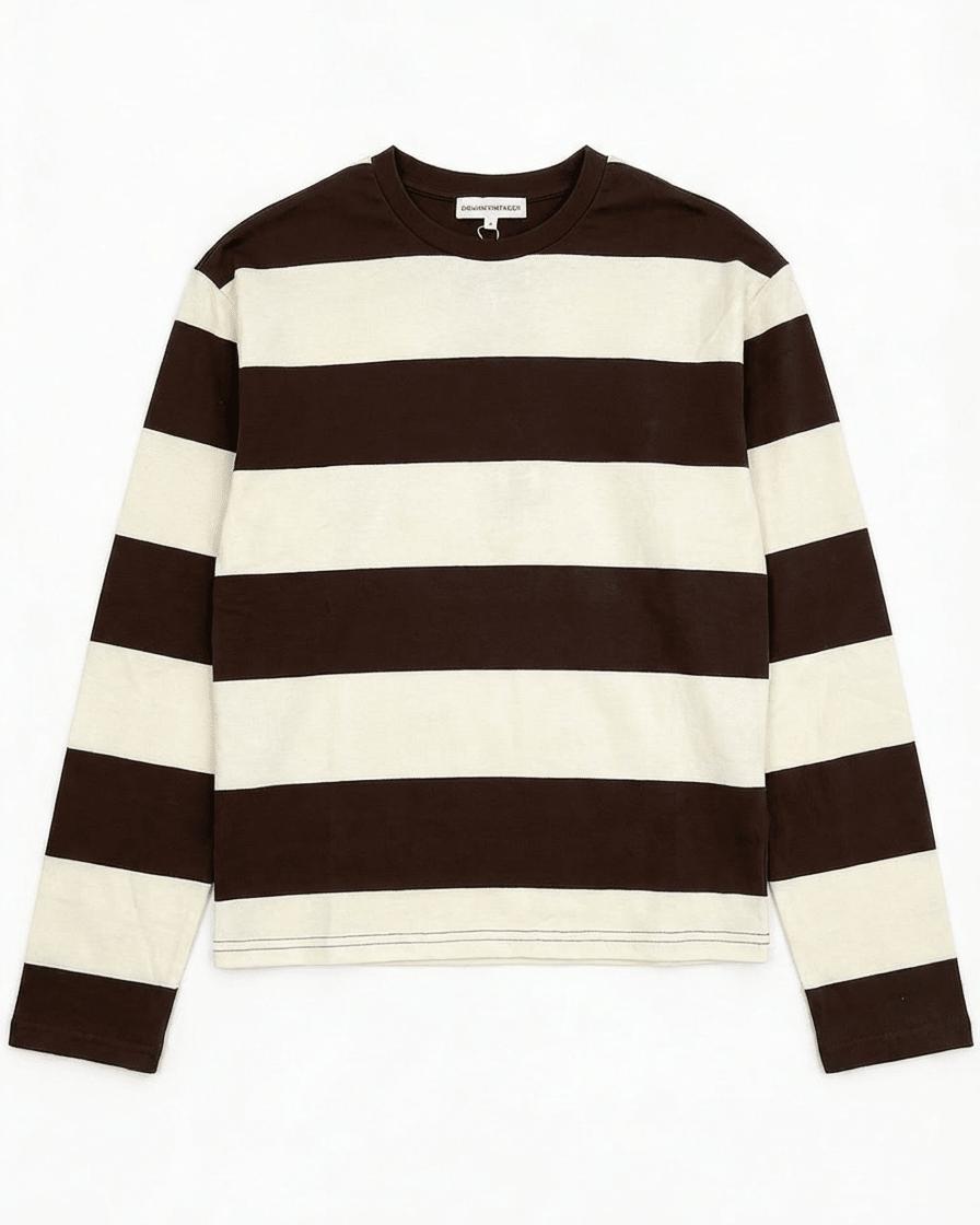MYNTE WIDE STRIPE - BROWN/OFF WHITE