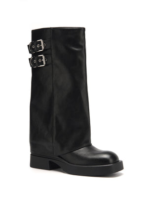 SUEDE FOLDOVER BOOT - BROWN