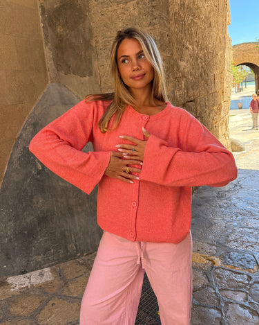 SADIE CARDIGAN - CORAL - Dinvintageshop