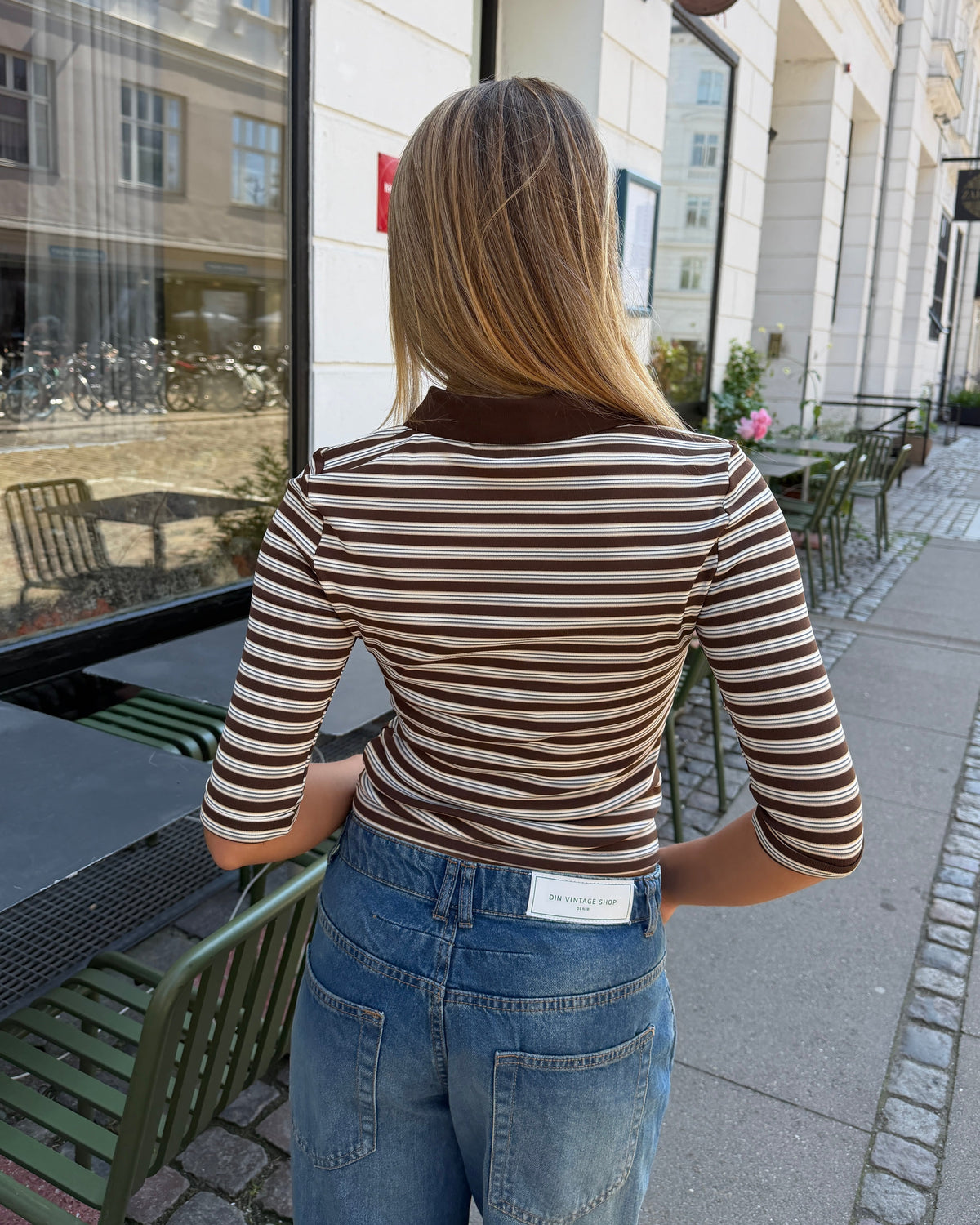 SILJE 3/4 POLO TOP - BROWN MIX