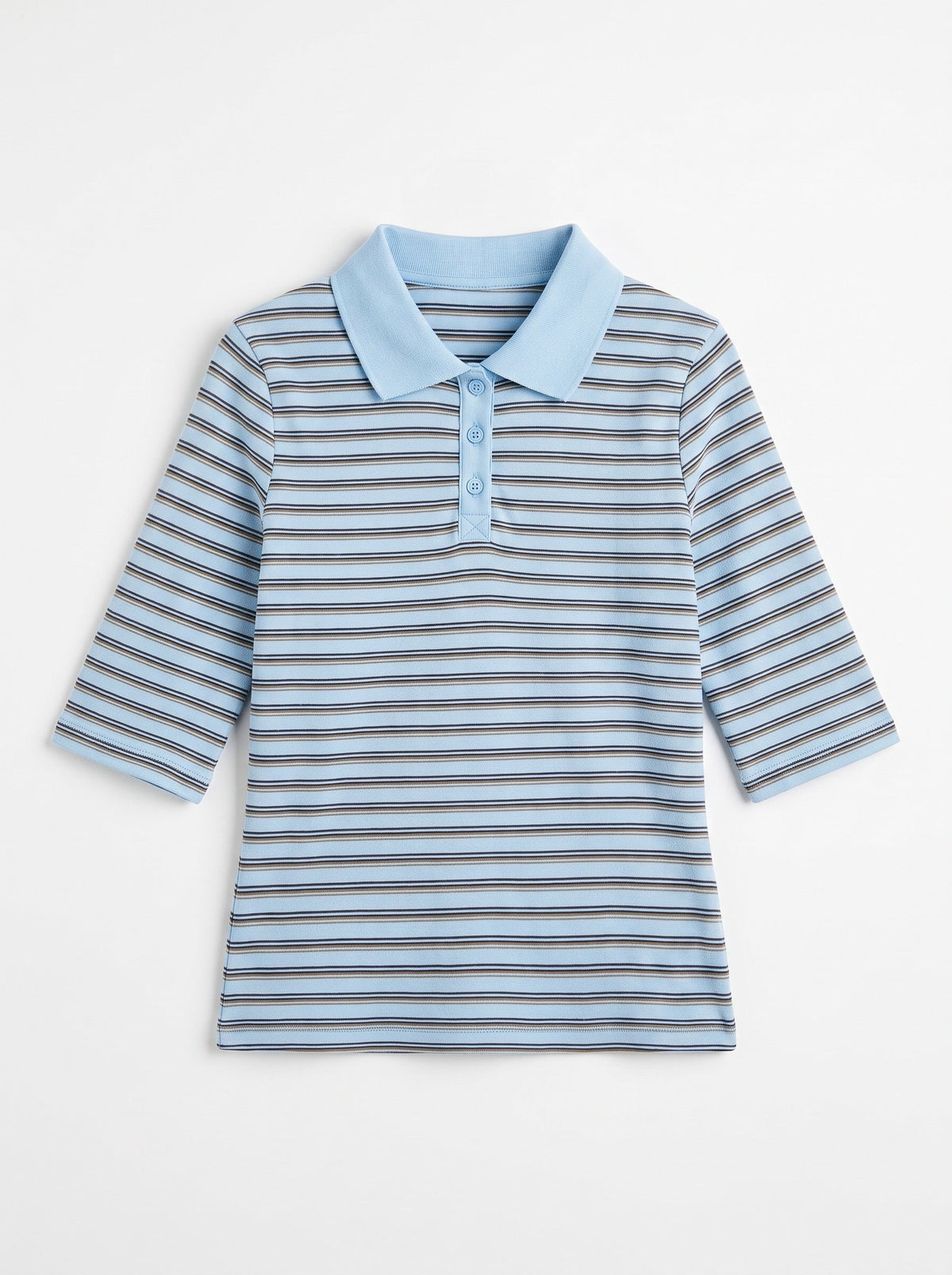 SILJE 3/4 POLO TOP - LIGHT BLUE MIX - Dinvintageshop