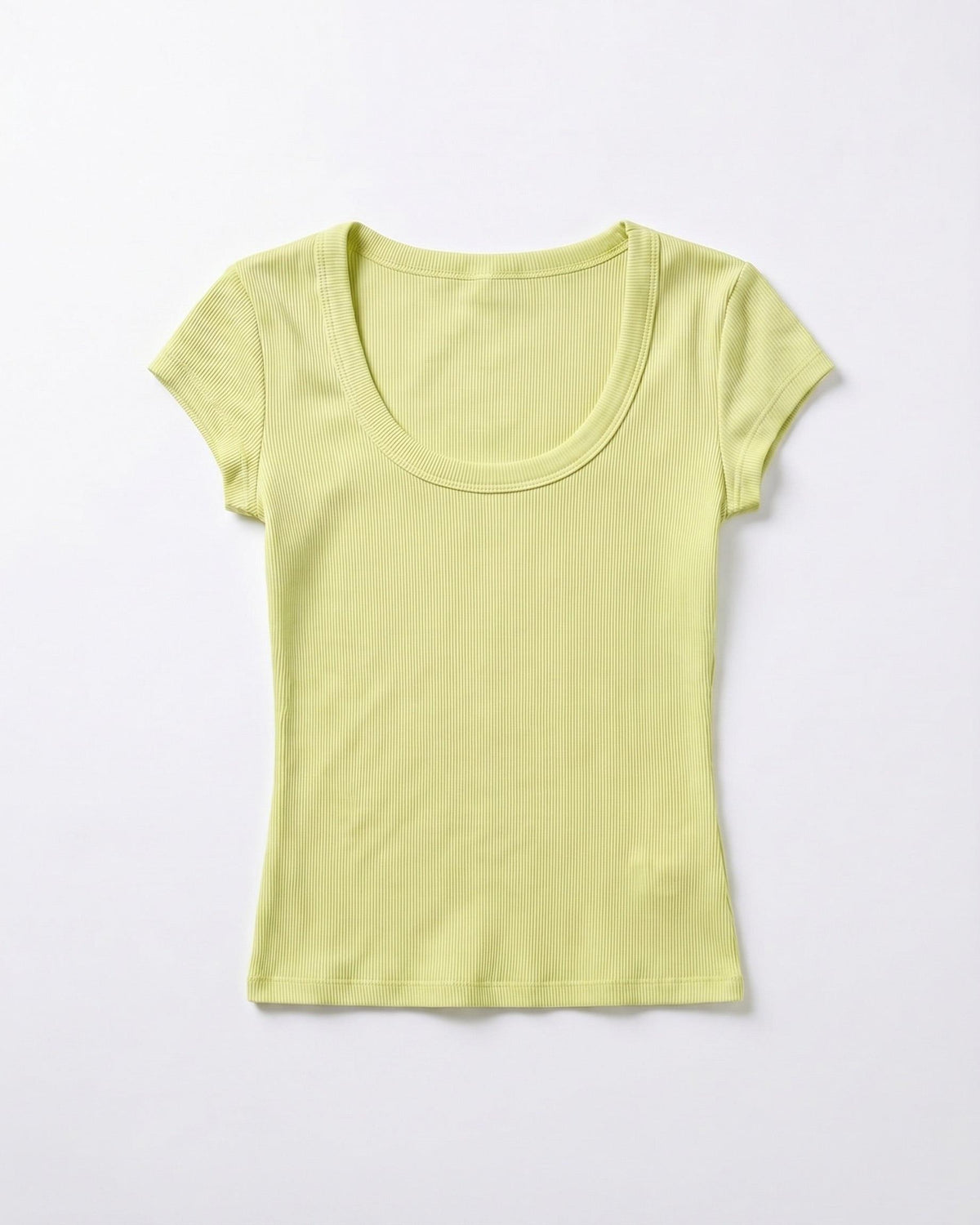 THEA KORTÆRMET T-SHIRT - BUTTER YELLOW