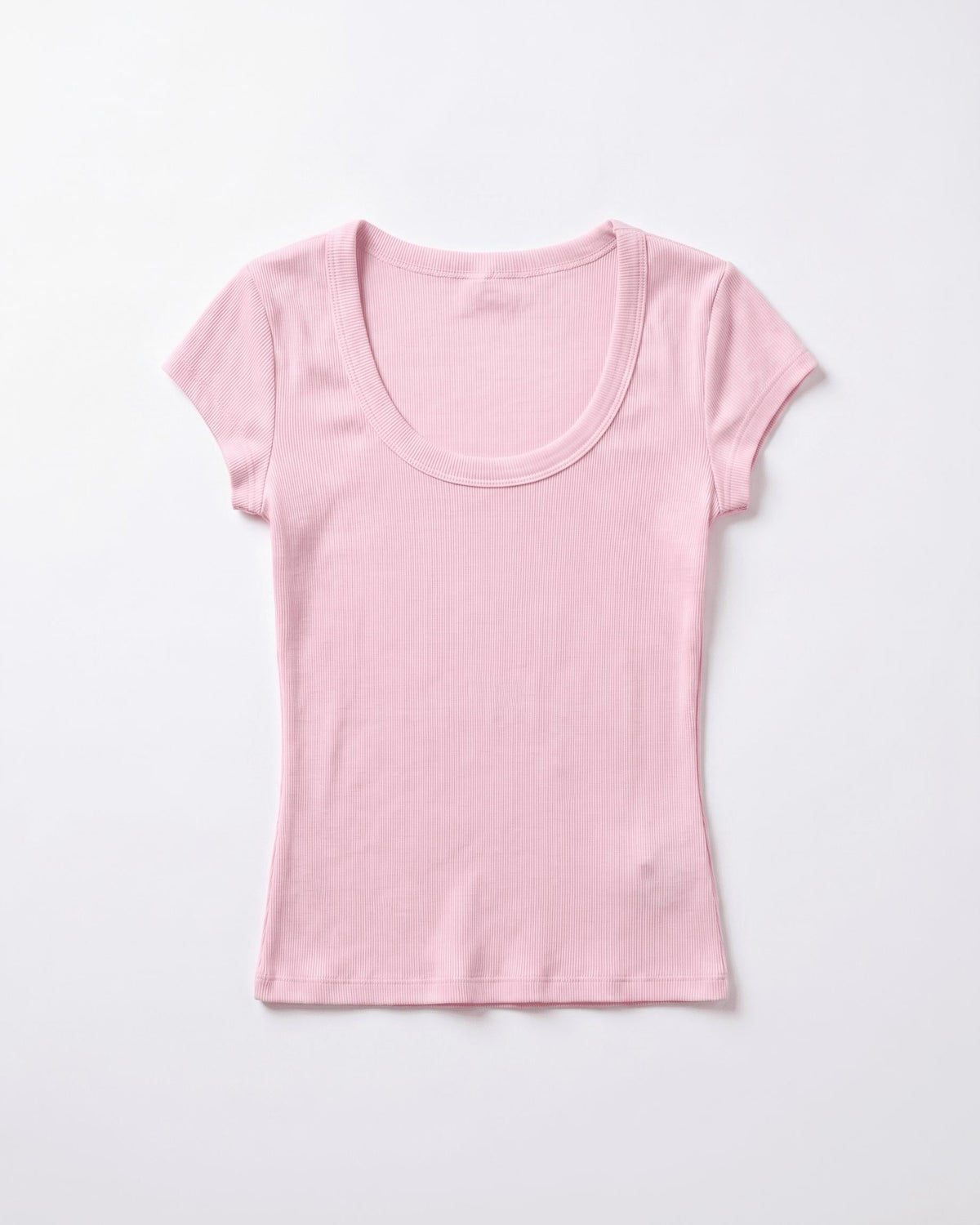 THEA KORTÆRMET T-SHIRT - LT PINK