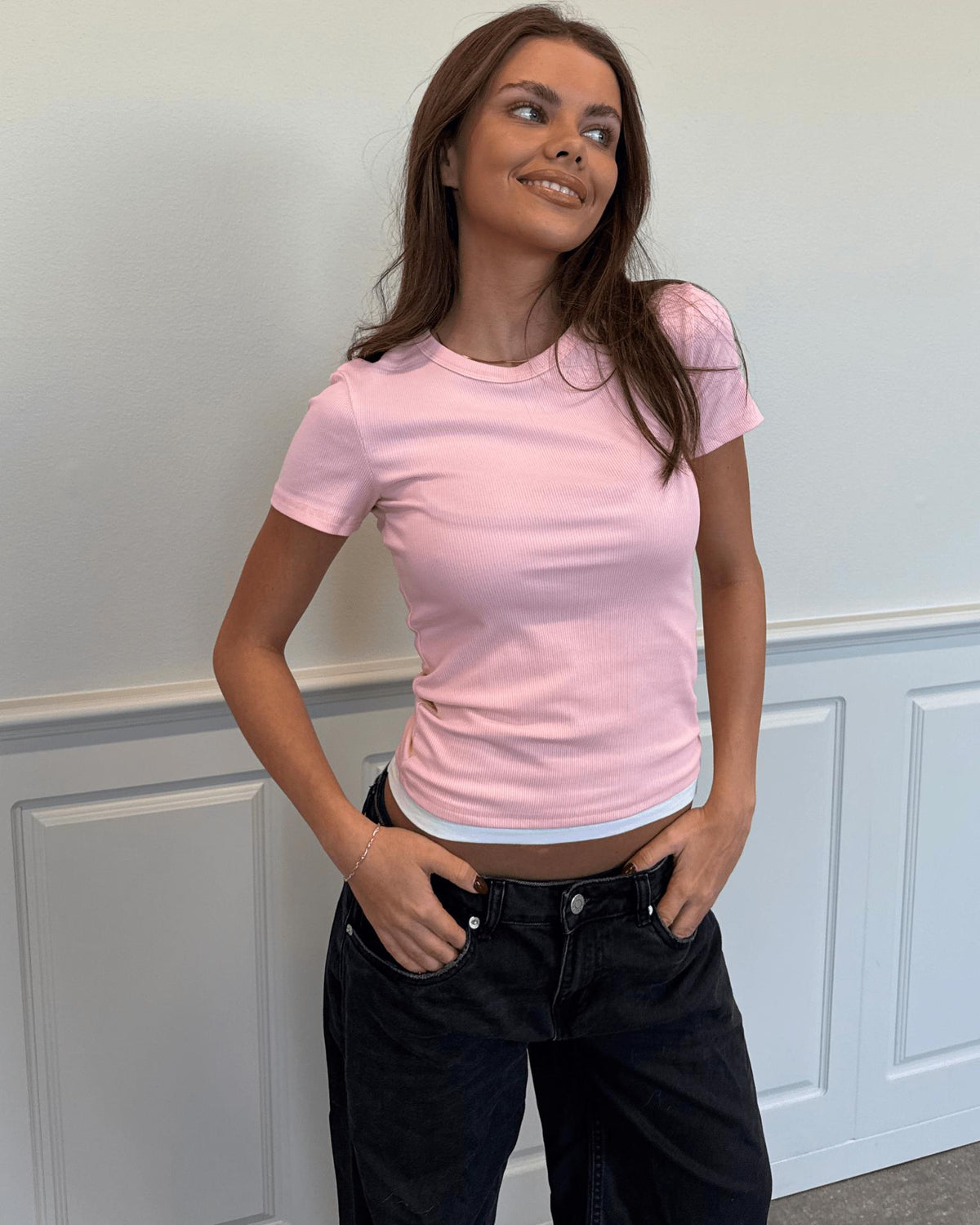 TILDE KORTÆRMET T-SHIRT - LT PINK